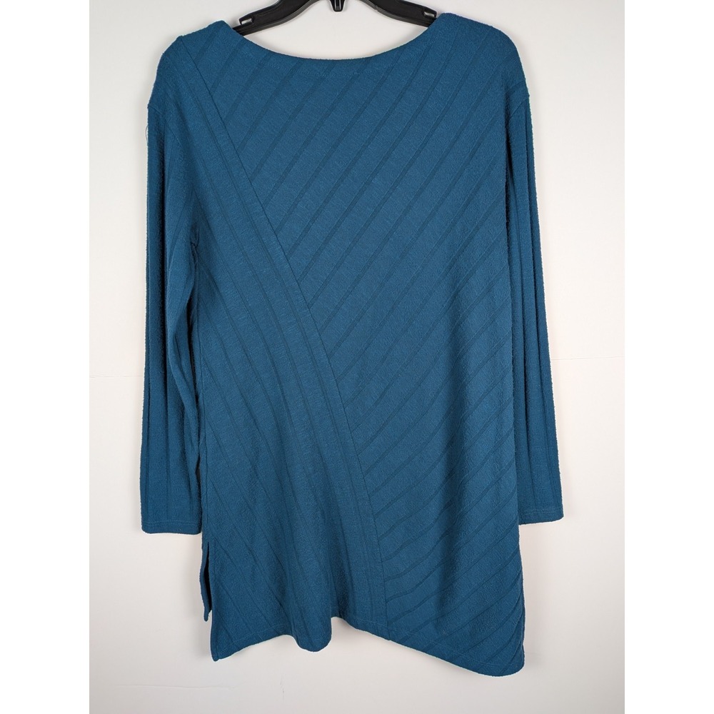 Maeve Anthropologie Teal Ribbed Boat Neck Long Sleeve Top XS - Picture 4 of 5